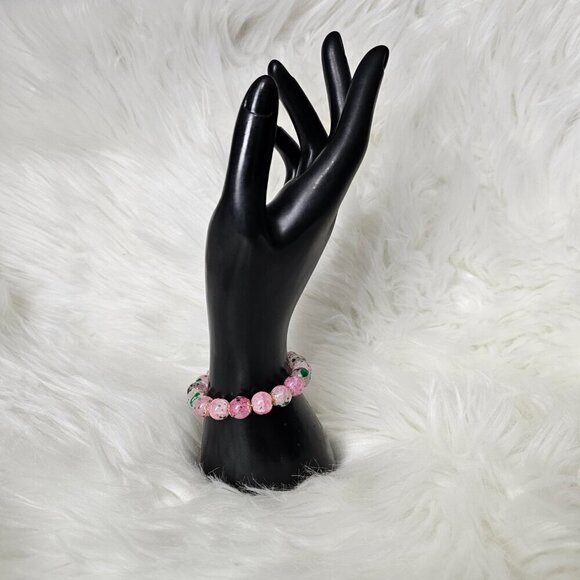 Cherry Blossom Glass Gradient Beaded Pink Bracelet NEW Set of 2 - Picture 2 of 8